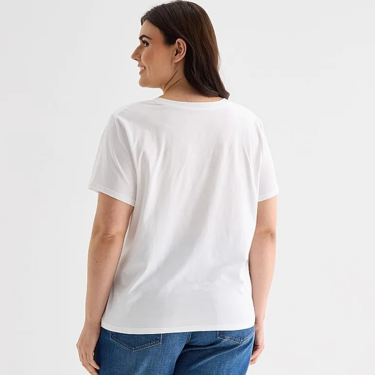 a.n.a Womens Plus V Neck Short Sleeve T-Shirt
