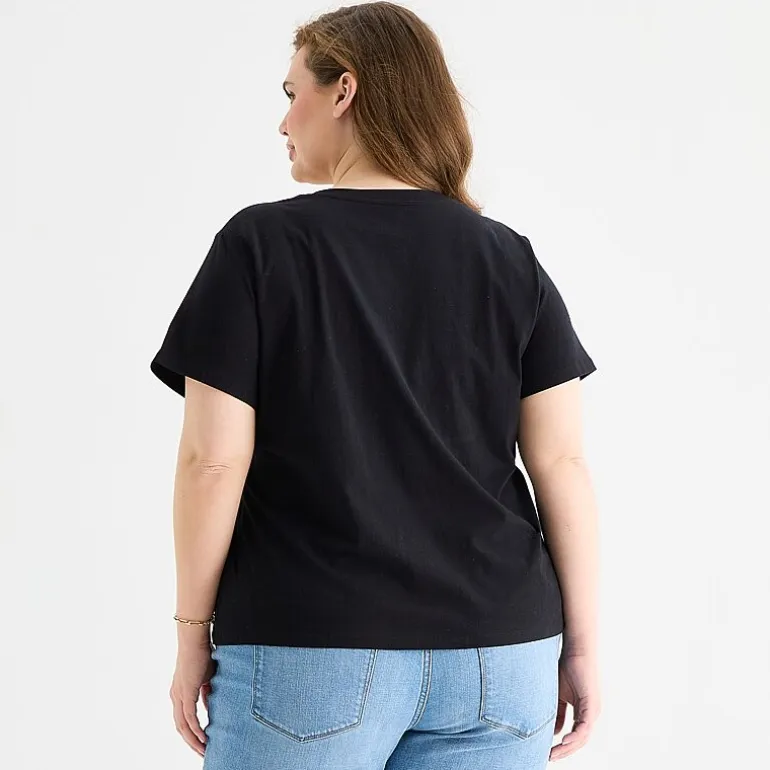 a.n.a Womens Plus V Neck Short Sleeve T-Shirt