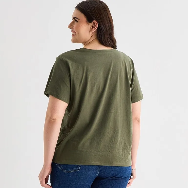 a.n.a Womens Plus V Neck Short Sleeve T-Shirt