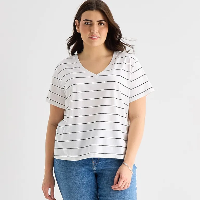 a.n.a Womens Plus V Neck Short Sleeve T-Shirt