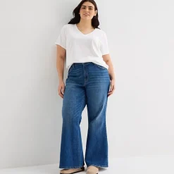 a.n.a Womens Plus V Neck Short Sleeve T-Shirt