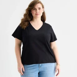 a.n.a Womens Plus V Neck Short Sleeve T-Shirt
