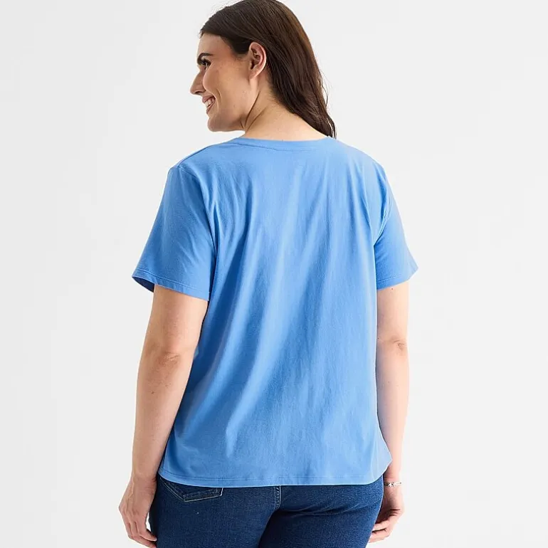 a.n.a Womens Plus V Neck Short Sleeve T-Shirt