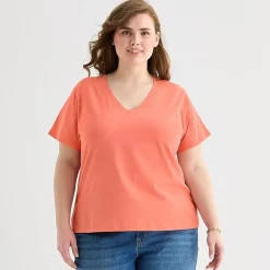 a.n.a Womens Plus V Neck Short Sleeve T-Shirt
