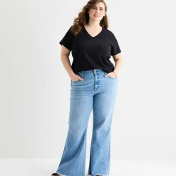 a.n.a Womens Plus V Neck Short Sleeve T-Shirt