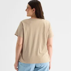 a.n.a Womens Plus V Neck Short Sleeve T-Shirt