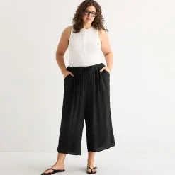 a.n.a Womens Plus Wide Leg Cropped Pant