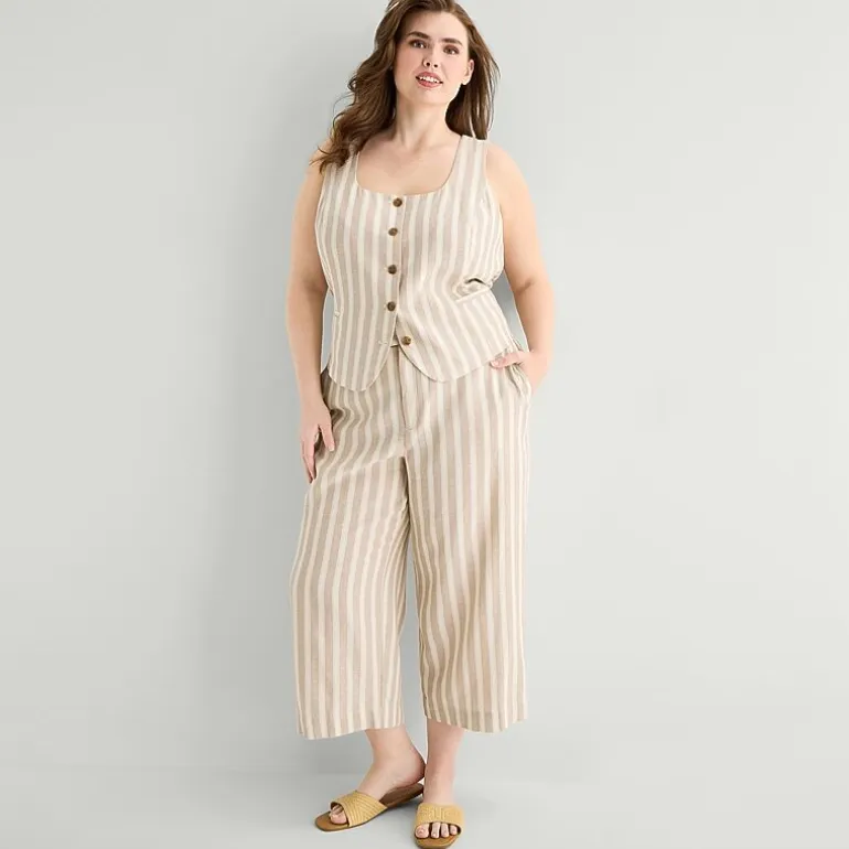 a.n.a Womens Plus Wide Leg High Rise Cropped Pant