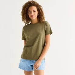 a.n.a Womens Round Neck Short Sleeve T-Shirt