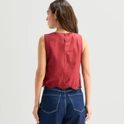 a.n.a Womens Round Neck Sleeveless Blouse
