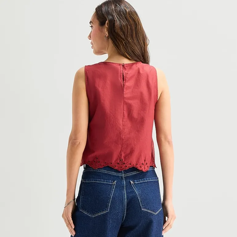a.n.a Womens Round Neck Sleeveless Blouse