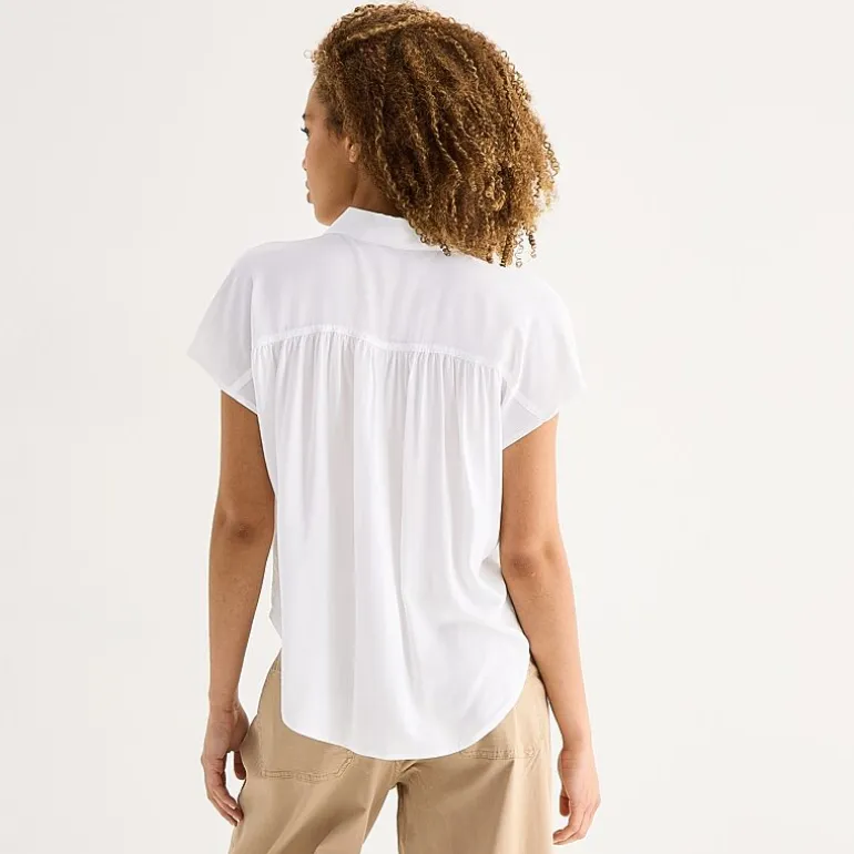 a.n.a Womens Short Sleeve Blouse