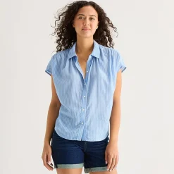 a.n.a Womens Short Sleeve Blouse