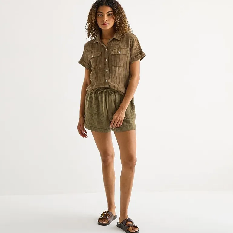 a.n.a Womens Short Sleeve Blouse