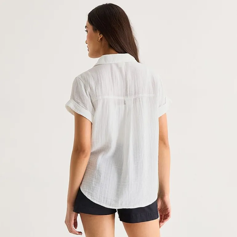 a.n.a Womens Short Sleeve Blouse
