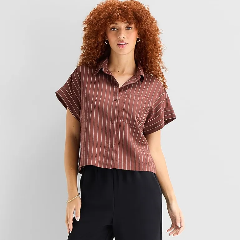 a.n.a Womens Short Sleeve Camp Shirt
