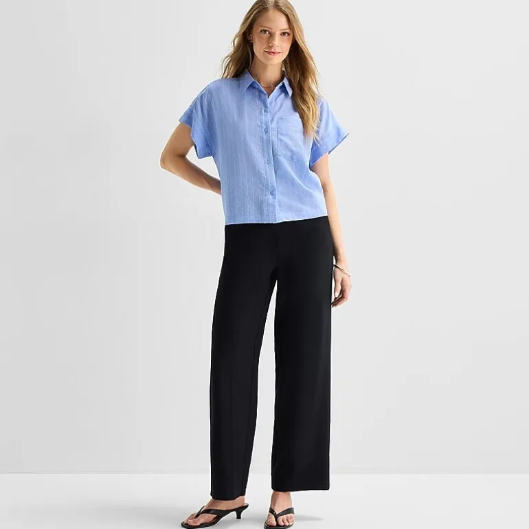 a.n.a Womens Short Sleeve Camp Shirt