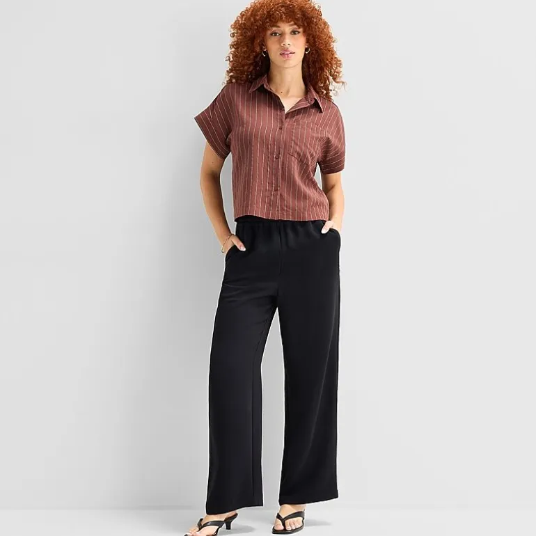 a.n.a Womens Short Sleeve Camp Shirt