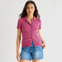 a.n.a Womens Short Sleeve Polo Sweater