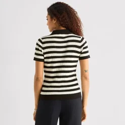 a.n.a Womens Short Sleeve Polo Sweater