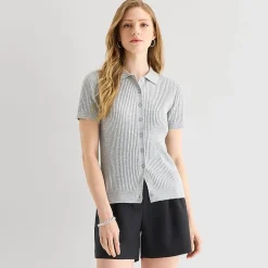 a.n.a Womens Short Sleeve Polo Sweater