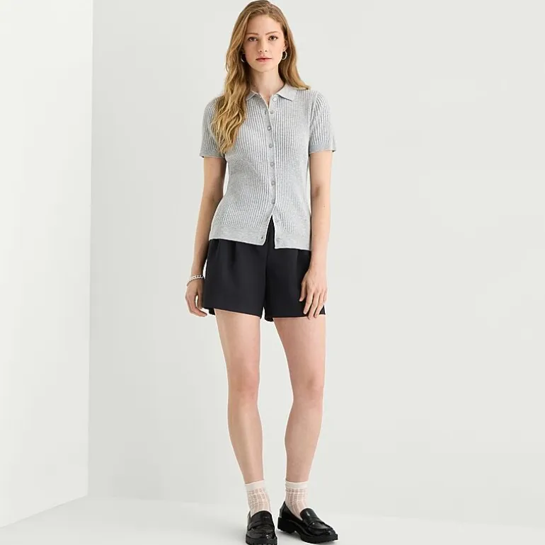 a.n.a Womens Short Sleeve Polo Sweater