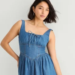 a.n.a Womens Sleeveless Square Neck Drop Waist Dress