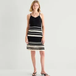a.n.a Womens Sleeveless Striped Sweater Dress