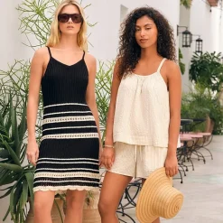 a.n.a Womens Sleeveless Striped Sweater Dress