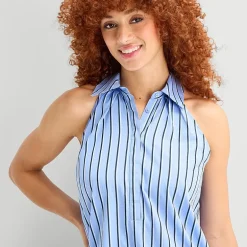 a.n.a Womens Sleeveless Striped A-Line Dress
