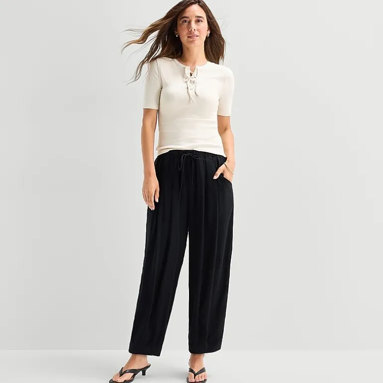 a.n.a Womens Split Tie Neck Short Sleeve T-Shirt