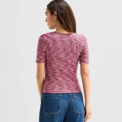 a.n.a Womens Split Tie Neck Short Sleeve T-Shirt