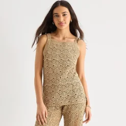 a.n.a Womens Square Neck Sleeveless Tank Top