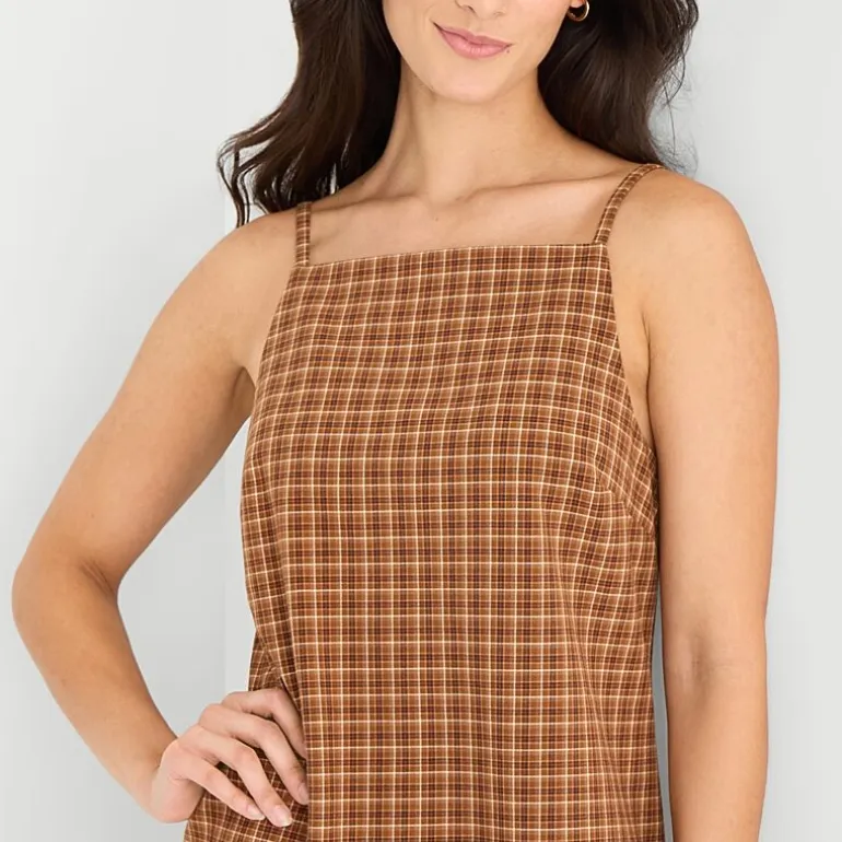a.n.a Womens Square Neck Sleeveless Plaid Sheath Dress