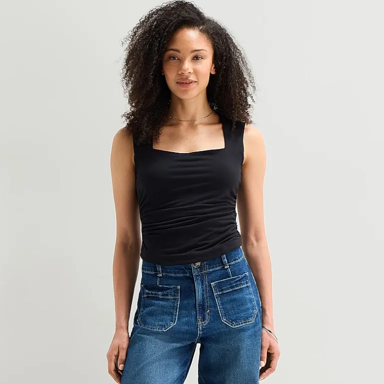 a.n.a Womens Square Neck Sleeveless Tank Top