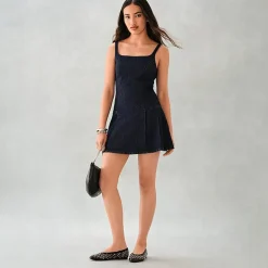 a.n.a Womens Square Neck Sleeveless A-Line Dress