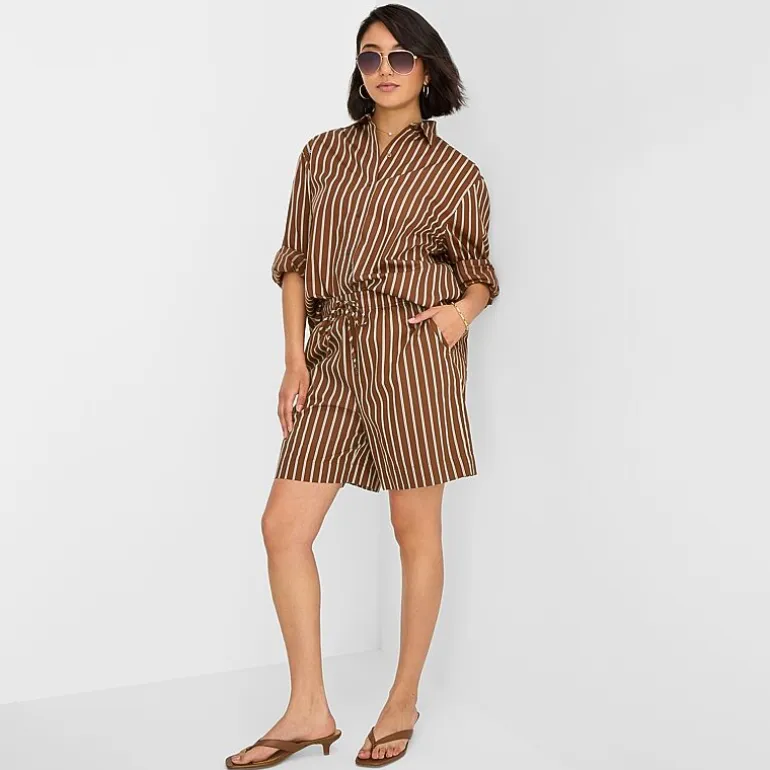 a.n.a Womens Striped Drawstring Waist Short