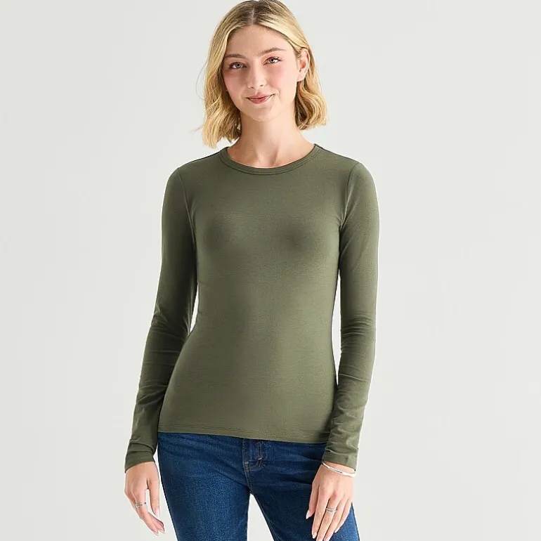 a.n.a Womens Tall Crew Neck Long Sleeve T-Shirt
