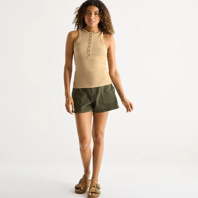 a.n.a Womens Tall Henley Neck Sleeveless Tank Top