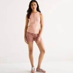 a.n.a Womens Tall Henley Neck Sleeveless Tank Top