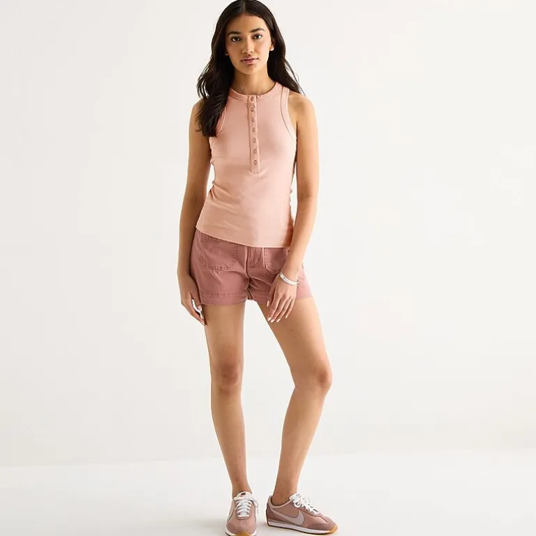 a.n.a Womens Tall Henley Neck Sleeveless Tank Top