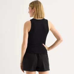 a.n.a Womens Tall Henley Neck Sleeveless Tank Top