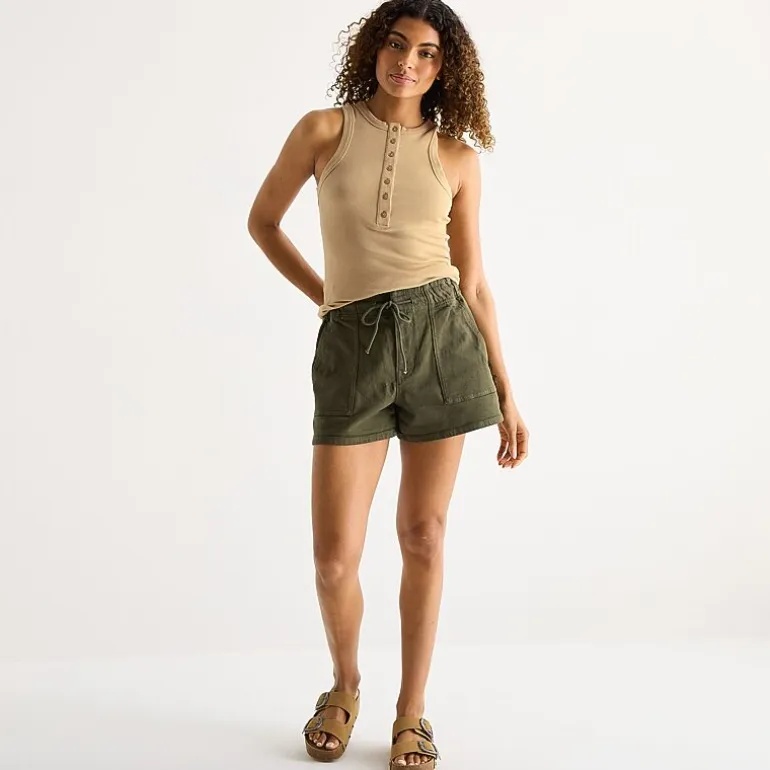 a.n.a Womens Tall Henley Neck Sleeveless Tank Top