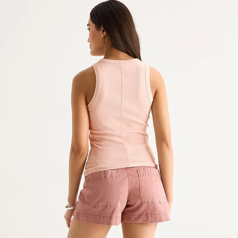 a.n.a Womens Tall Henley Neck Sleeveless Tank Top