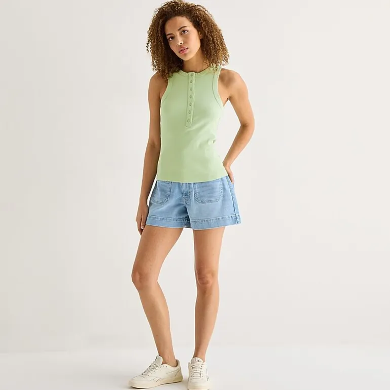 a.n.a Womens Tall Henley Neck Sleeveless Tank Top
