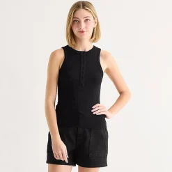 a.n.a Womens Tall Henley Neck Sleeveless Tank Top