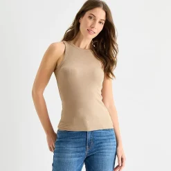 a.n.a Womens Tall High Neck Sleeveless Tank Top