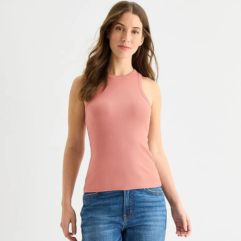 a.n.a Womens Tall High Neck Sleeveless Tank Top