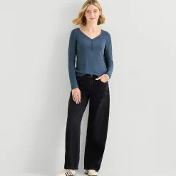 a.n.a Womens Tall Long Sleeve Regular Fit Henley Shirt