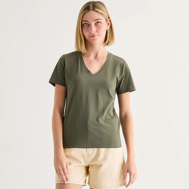 a.n.a Womens V Neck Short Sleeve T-Shirt